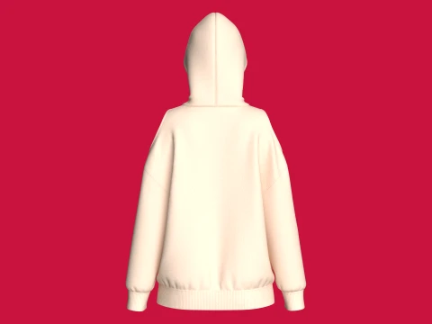 Girls Cold Shoulder Hoodie With Pocket 3D Model