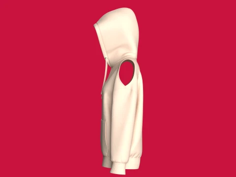 Girls Cold Shoulder Hoodie With Pocket 3D Model