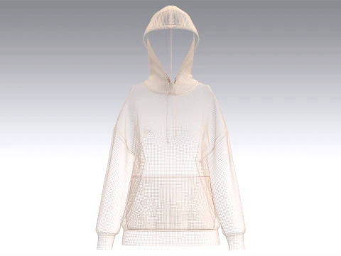 Girls Cold Shoulder Hoodie With Pocket 3D Model