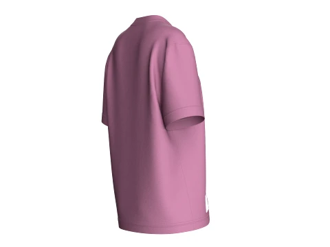 패치가 있는 여아용 크루넥 티셔츠 3D 모델