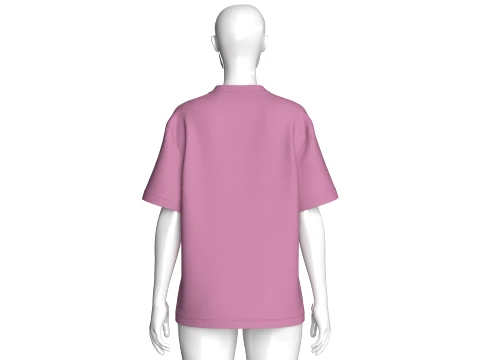 패치가 있는 여아용 크루넥 티셔츠 3D 모델
