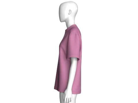 패치가 있는 여아용 크루넥 티셔츠 3D 모델
