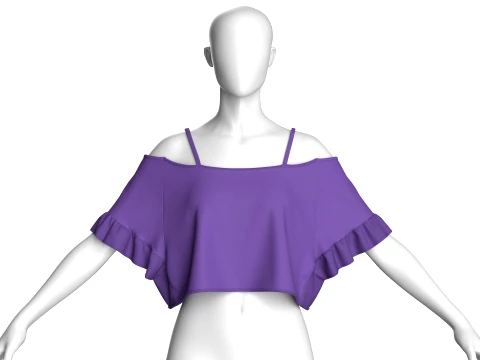 Blouse courte pour fille Modèle 3D