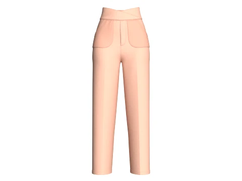 Pantalon taille haute crois&eacute; sur le devant pour fille Modèle 3D