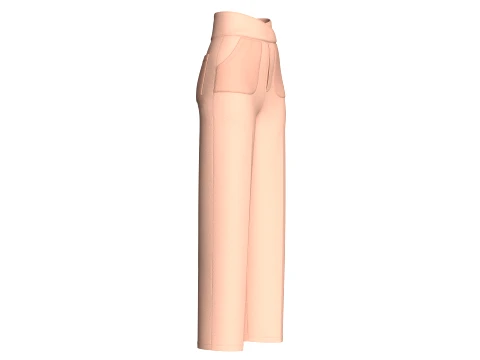 Girls Cross-Front High Waisted Pant 3D Model