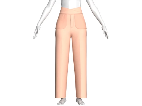 Girls Cross-Front High Waisted Pant 3D Model