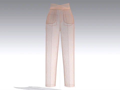 Girls Cross-Front High Waisted Pant 3D Model