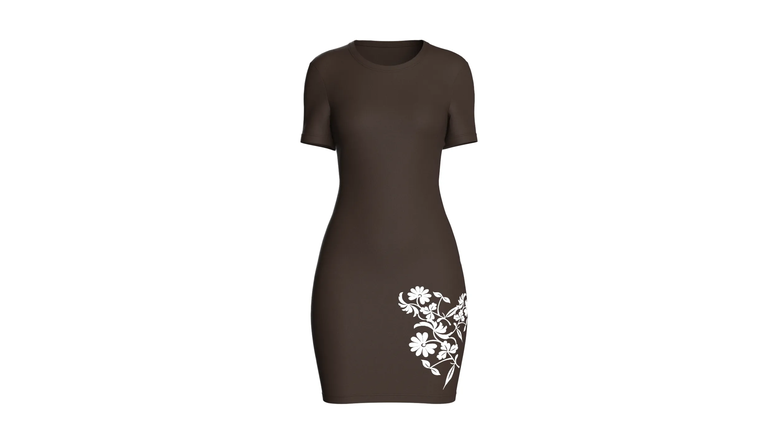 Girls Dark Brown Bodycon Mini Dress 3D Model .c4d .max .obj .3ds .fbx .stl .blend 