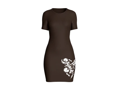 Girls - Mini-robe moulante marron fonc&eacute; Modèle 3D