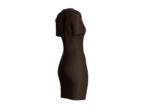 Girls Dark Brown Bodycon Mini Dress 3D Model