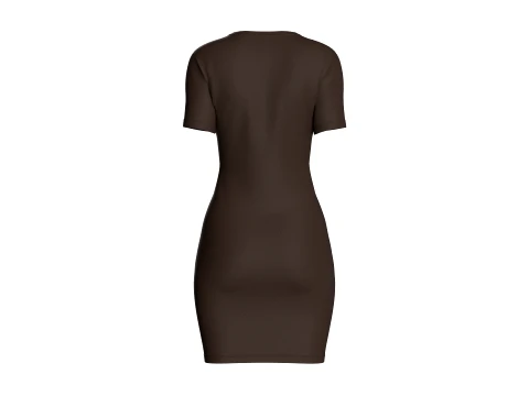 Girls Dark Brown Bodycon Mini Dress 3D Model