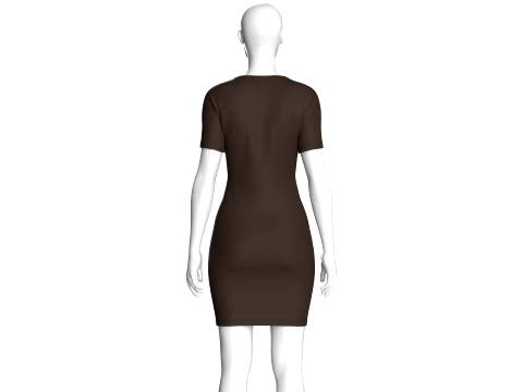 Girls Dark Brown Bodycon Mini Dress 3D Model