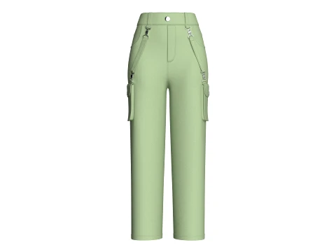 Pantalon cargo &agrave; bretelles amovibles pour fille Modèle 3D