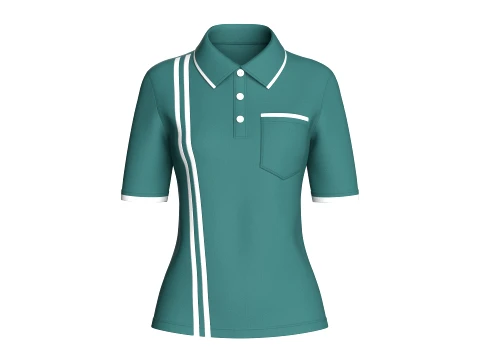 Polo &agrave; double rayures pour fille Modèle 3D