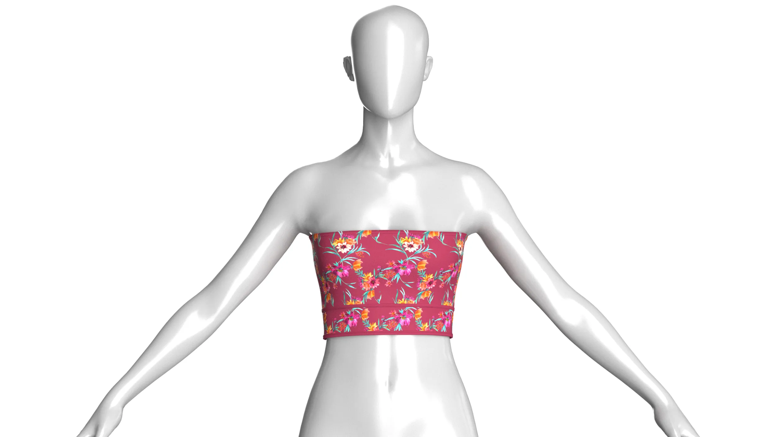 Girls Floral Tube Top 3D Model .c4d .max .obj .3ds .fbx .stl .blend