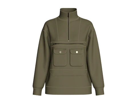 Veste cargo &agrave; col montant et demi-zip pour fille Modèle 3D