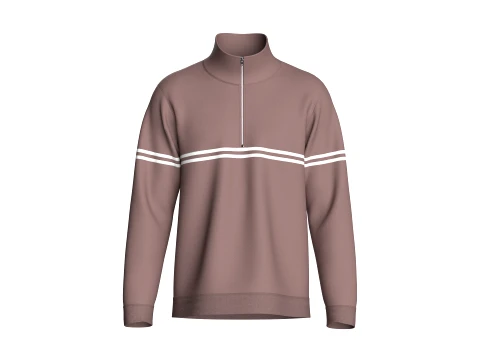 Sweat-shirt &agrave; col montant et quart de zip pour hommes Modèle 3D