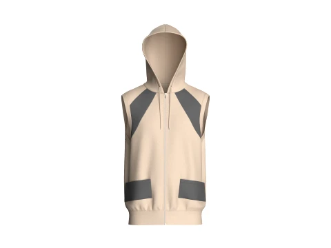 Sweat &agrave; capuche zipp&eacute; sans manches pour hommes Modèle 3D