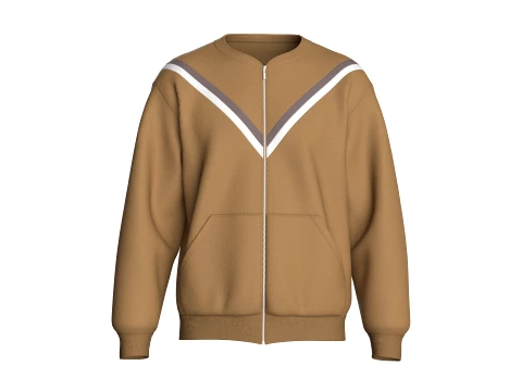 Sweat-shirt zipp&eacute; avec bordure en V pour hommes Modèle 3D