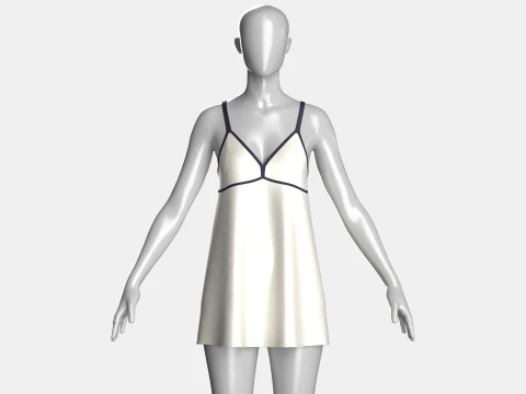 Mini chemise de nuit en soie pour fille Modèle 3D
