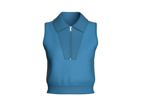 Veste courte sans manches &agrave; demi-zip pour fille Modèle 3D
