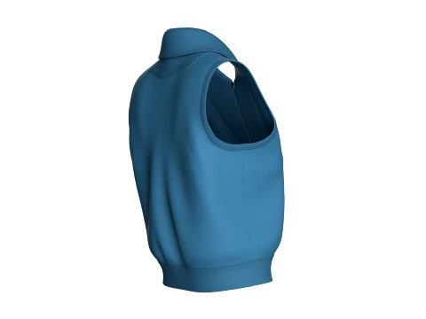Girls Sleeveless Half-Zip Crop Jacket 3D Model