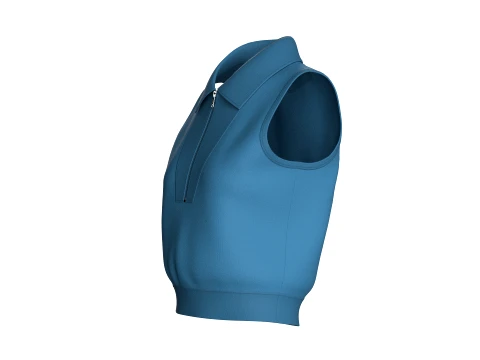 Girls Sleeveless Half-Zip Crop Jacket 3D Model