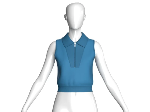 Girls Sleeveless Half-Zip Crop Jacket 3D Model