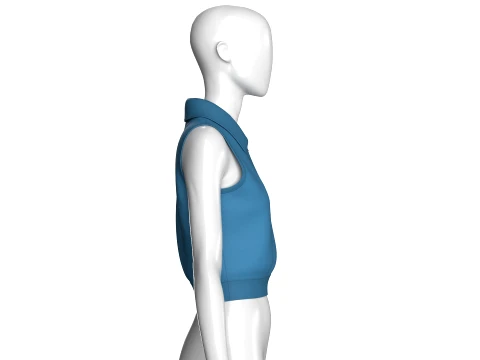 Girls Sleeveless Half-Zip Crop Jacket 3D Model