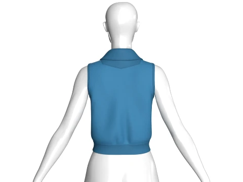 Girls Sleeveless Half-Zip Crop Jacket 3D Model