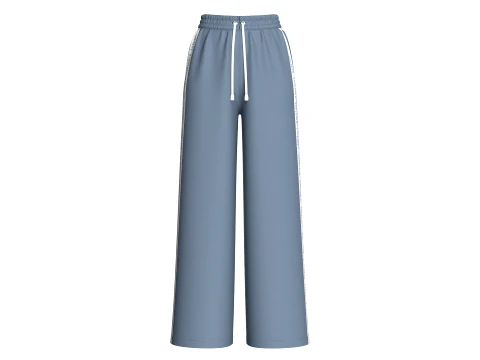 M&auml;dchenhose mit weitem Bein und seitlich bedrucktem Band 3D Modell
