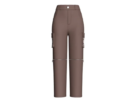 Abzippbare Utility-Cargohose f&uuml;r M&auml;dchen 3D Modell