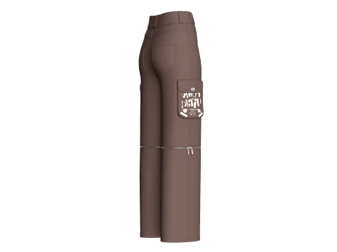 Girls Zip-Off Utility Cargo Pant 3D Model