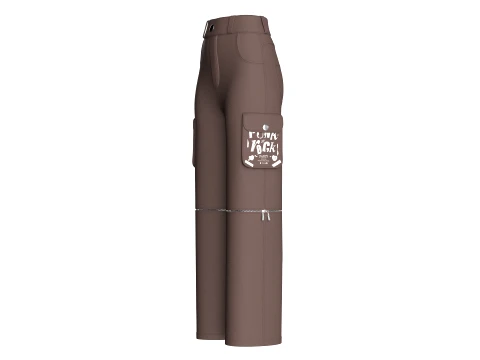 Girls Zip-Off Utility Cargo Pant 3D Model