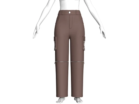 Girls Zip-Off Utility Cargo Pant 3D Model