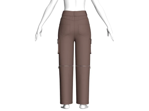 Girls Zip-Off Utility Cargo Pant 3D Model