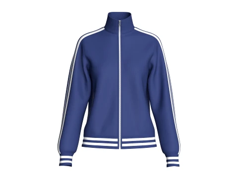 Gestreifte Jacke mit Stehkragen und Rei&szlig;verschluss f&uuml;r M&auml;dchen 3D Modell