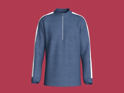 Herren-Sweatshirt mit Viertelrei&szlig;verschluss und Waschung 3D Modell