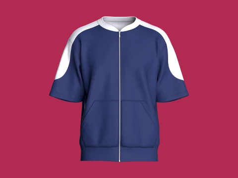 Kurz&auml;rmlige Herrenjacke mit Rei&szlig;verschluss 3D Modell