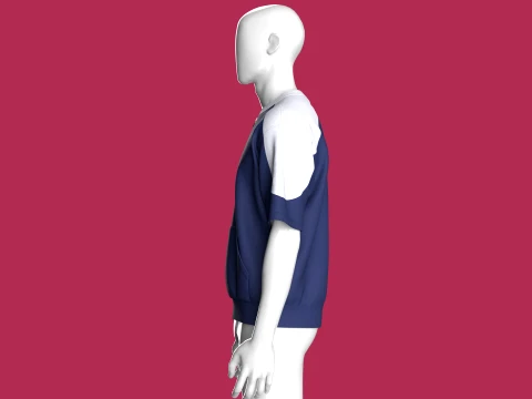 メンズ半袖ジップアップジャケット 3Dモデル
