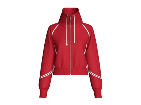 Giacca corta raglan a collo alto da ragazza Modello 3D
