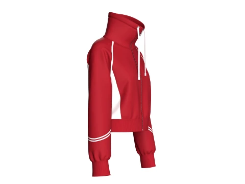 Girls Raglan High-Neck Crop Jacket 3D Model
