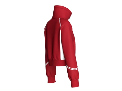 Girls Raglan High-Neck Crop Jacket 3D Model