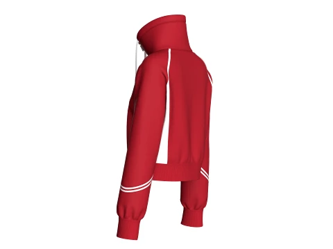 Girls Raglan High-Neck Crop Jacket 3D Model