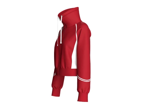 Girls Raglan High-Neck Crop Jacket 3D Model