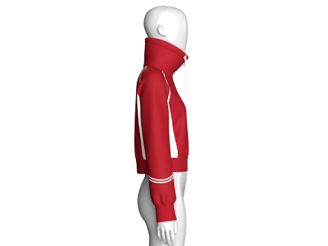 Girls Raglan High-Neck Crop Jacket 3D Model