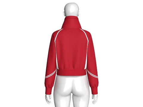 Girls Raglan High-Neck Crop Jacket 3D Model