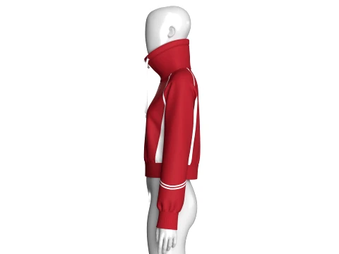 Girls Raglan High-Neck Crop Jacket 3D Model