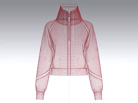 Girls Raglan High-Neck Crop Jacket 3D Model