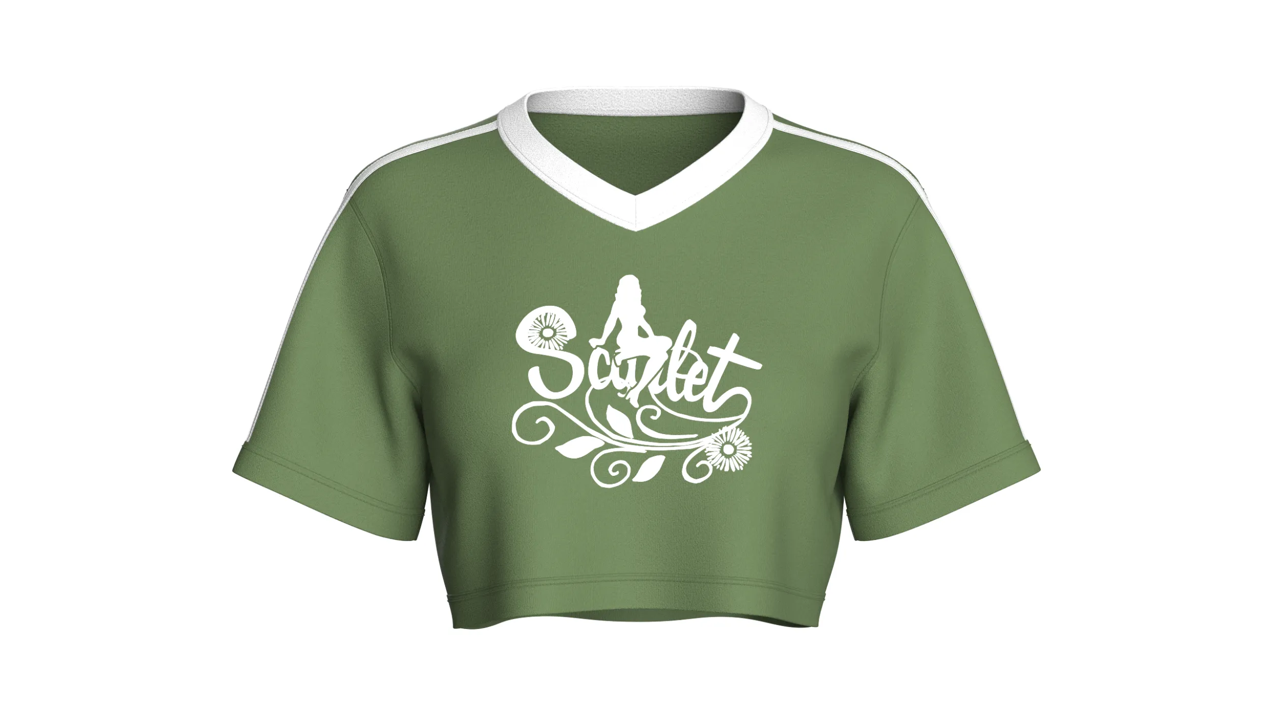 Girls V-Neck Printed Crop Top 3D Model .c4d .max .obj .3ds .fbx .stl .blend 
